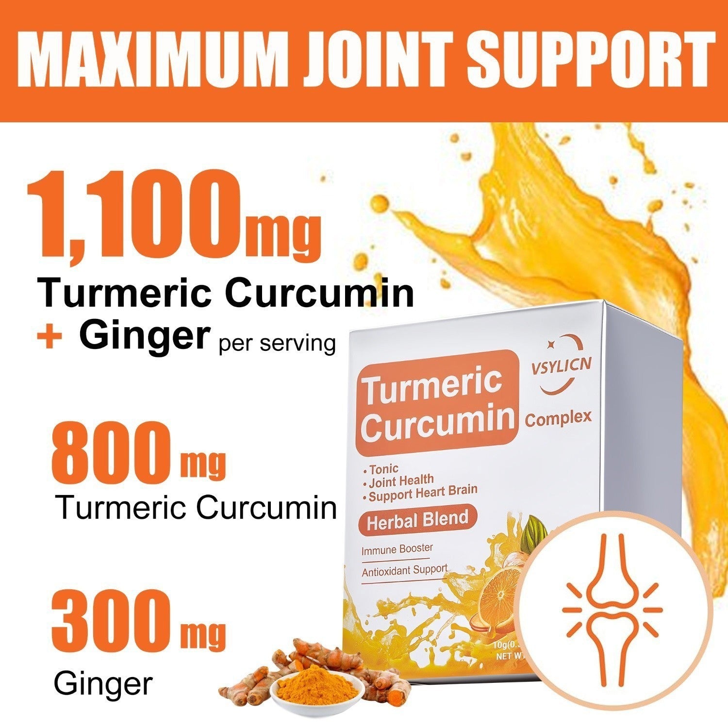 800mg High-Strength Curcumin Turmeric Energy Drink Black Pepper Joint Inflammati