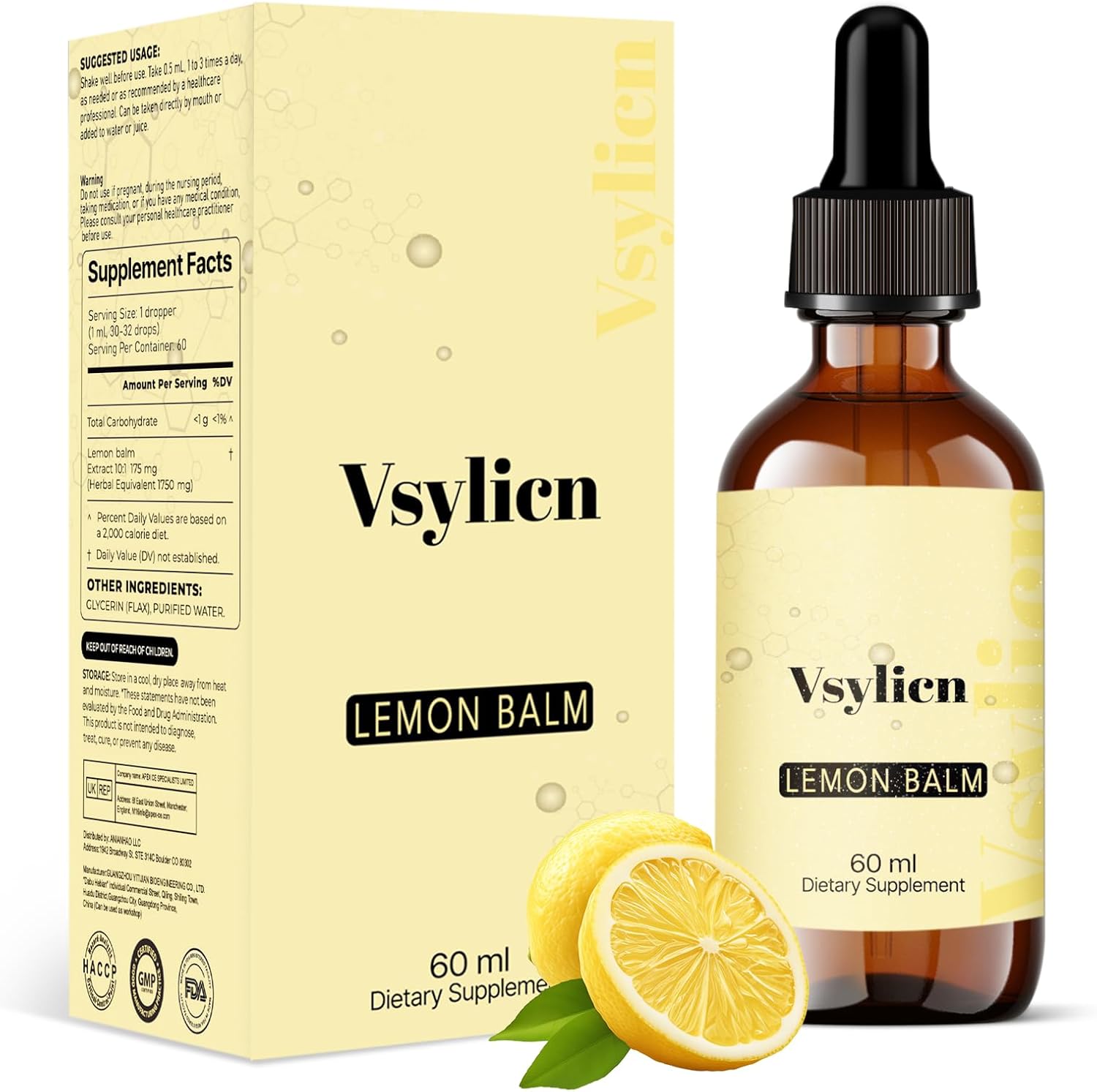 Lemon Balm Extract, 60 Servings 2 Months Supply - High Strength for Anxiety, SleepLemon Balm Extract, 60 Servings 2 Months Supply - High Strength for Anxiety, Sleep Support Supplement - Can be Used in Tea – Alcohol & Gluten Free, Non-GMO, Vegan (60 ml)