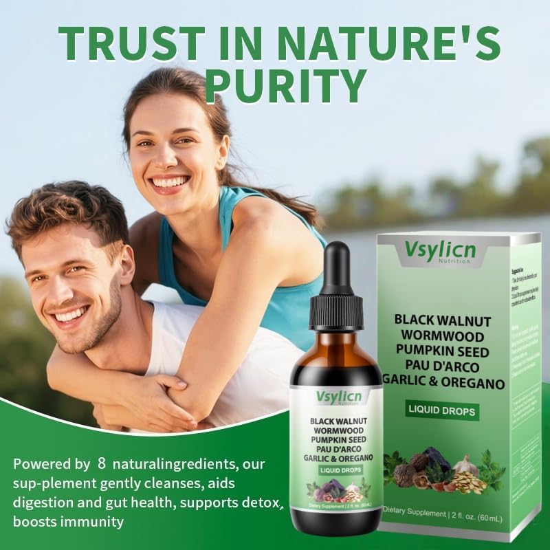 Wormwood Black Walnut Clove Drops for Parasite Cleanse & Gut Health | Support Colon Detox for Humans Health Intestinal | for Detox Cleanse and Digestive Well-Being | 60ml Vegan Drop