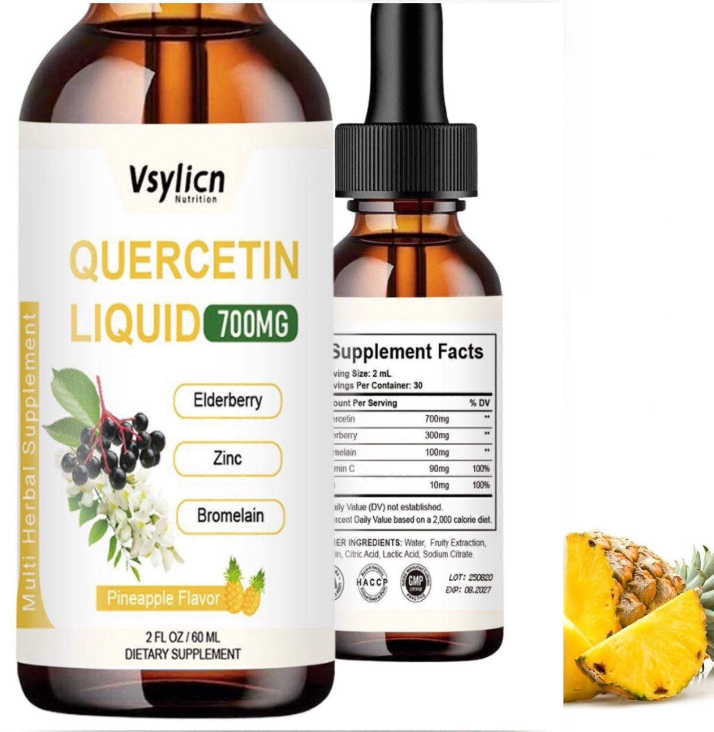 Liposomal Quercetin with Bromelain Liquid Drops 60ml Antioxidant &Immune Support