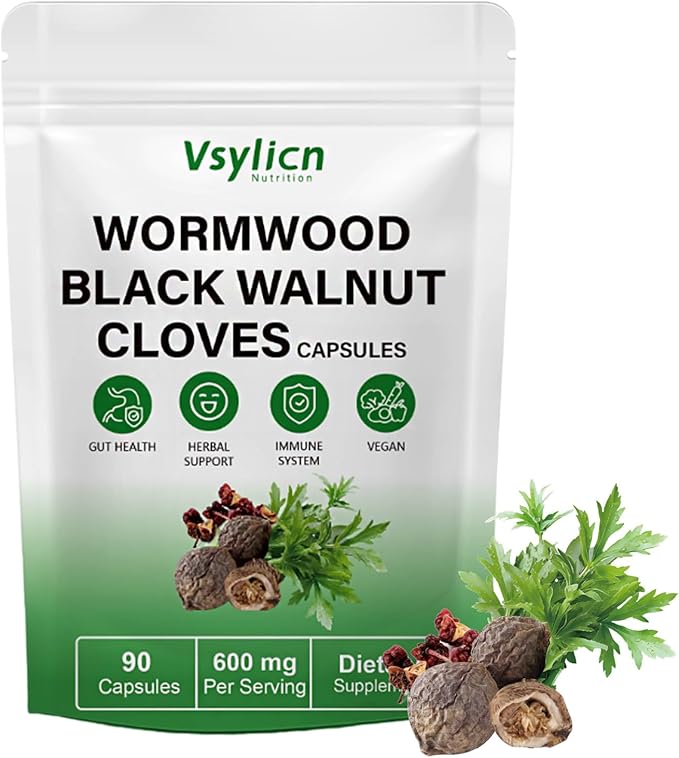 Detox Support Supplement - Wormwood Black Walnut and Clove Cleanse for Humans - 90 Capsules - High Strength Colon & Candida Cleanse - Gut Health Support - Natural Herbs Supplement