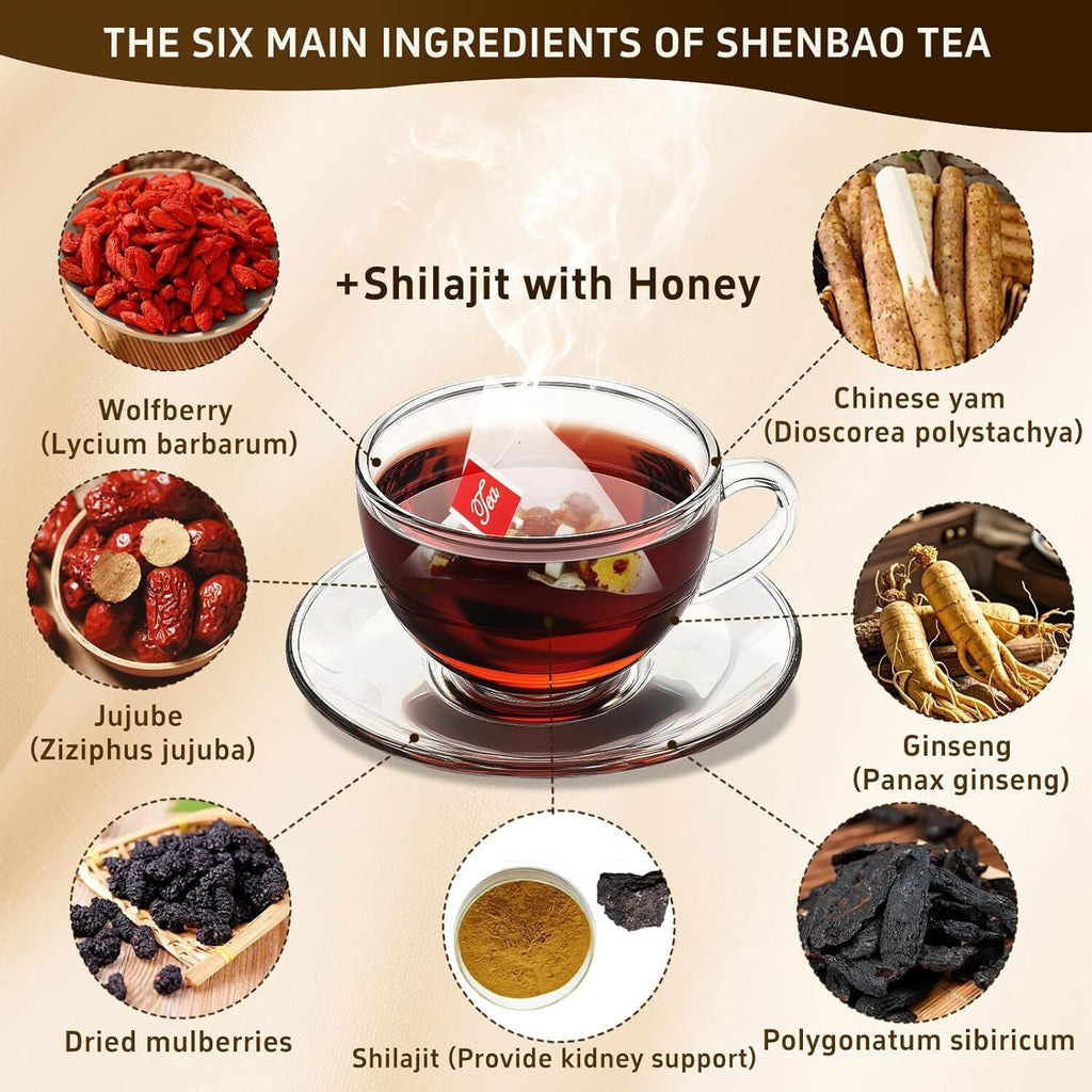 Organic Formula Ginseng Five Treasure Tea, Kidney Tea Chinese Herbal Tea for Men