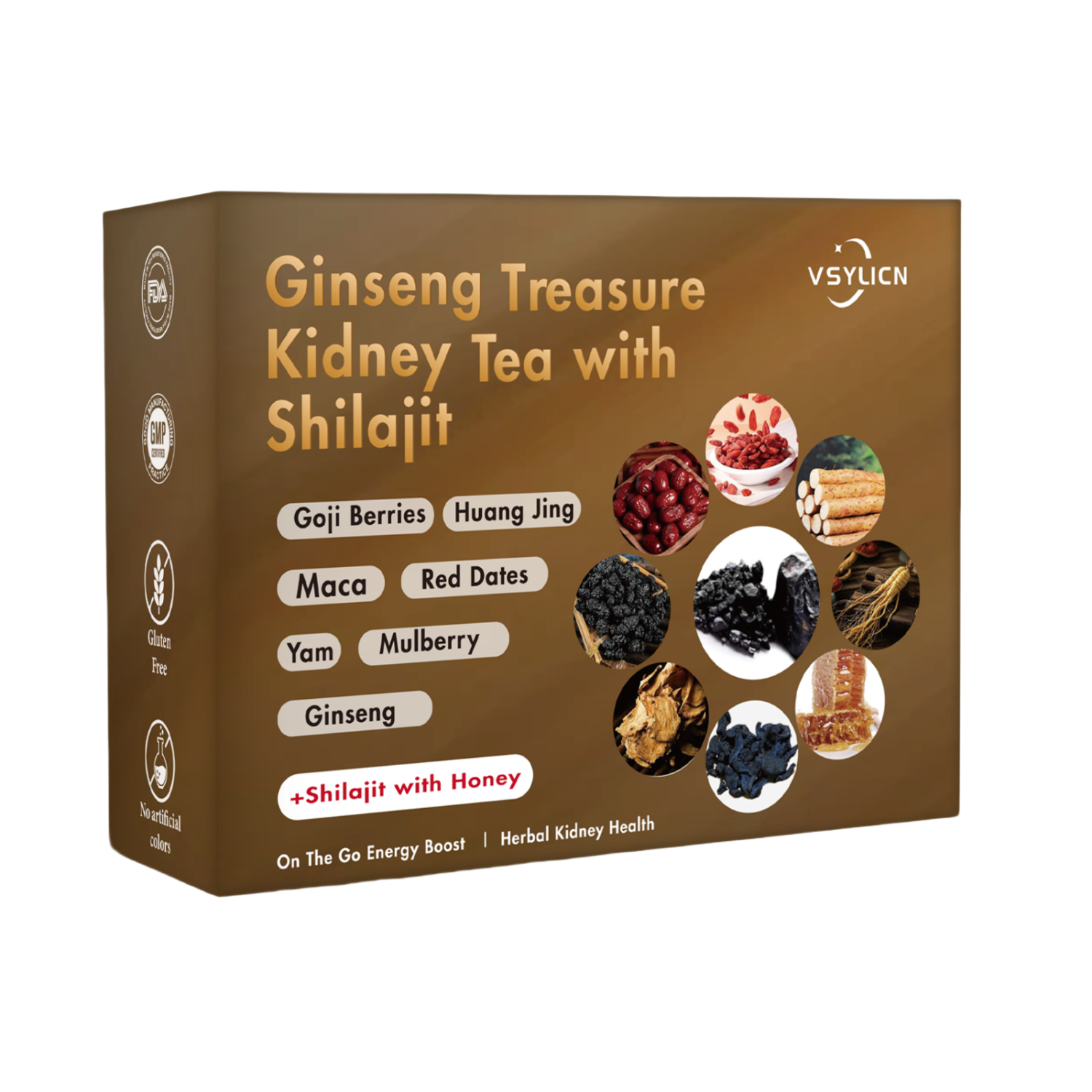 Organic Formula Ginseng Five Treasure Tea, Kidney Tea Chinese Herbal Tea for Men