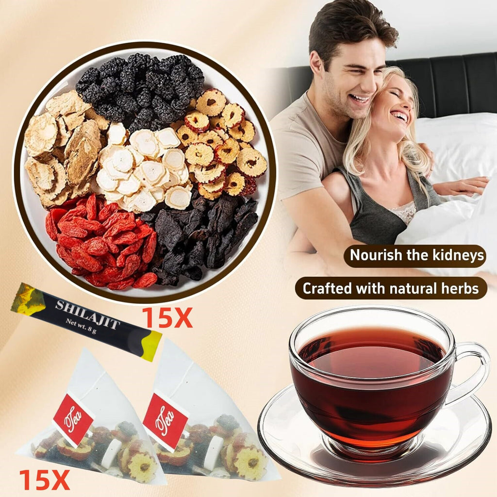Organic Formula Ginseng Five Treasure Tea, Kidney Tea Chinese Herbal Tea for Men